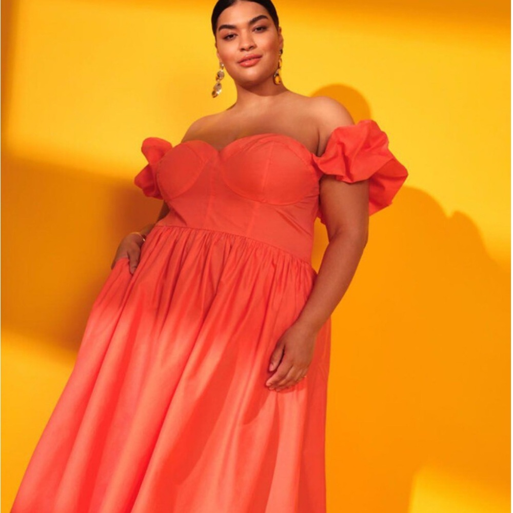 *NWT Spring is coming! Bright Coral Beautiful ELOQUII cotton BUSTIER dress!